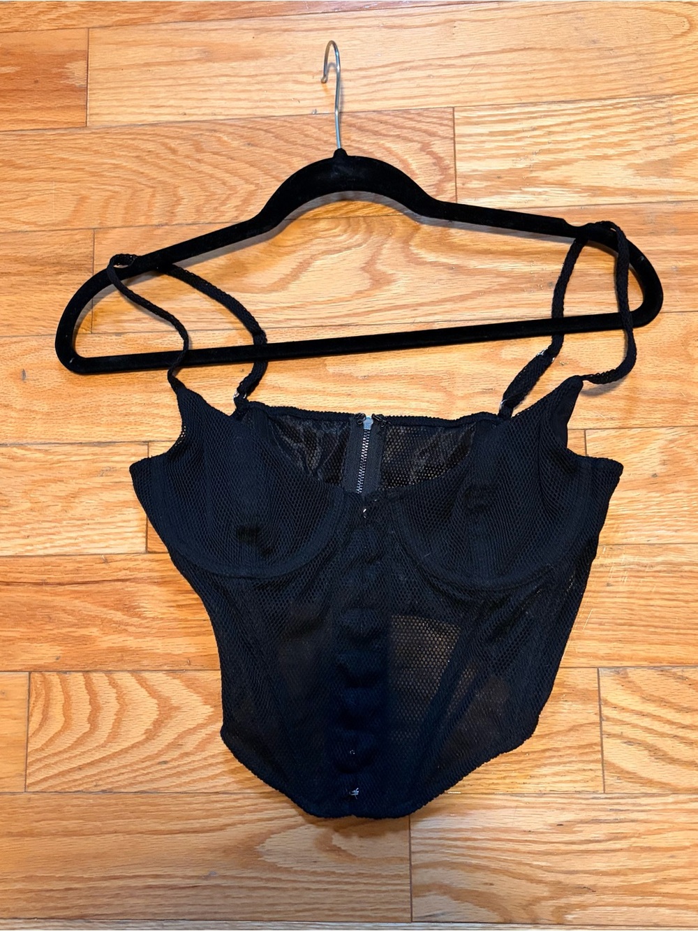 White Fox Boutique Black Mesh Bustier Bandeau Top